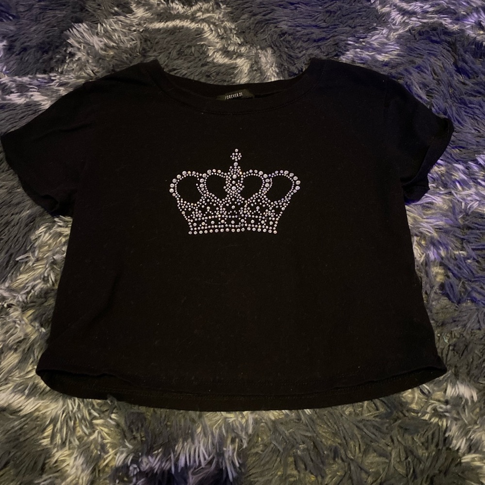 black rhinestone tiara baby tee